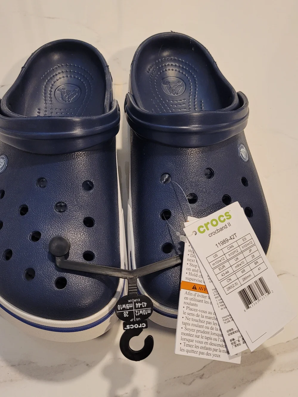 CROCS Navy and White Classic Clog Slide